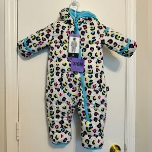 Spyder Infant Girls Colorful Leopard Print Hoodie Snowsuit Pram Snow Suit 3-6m